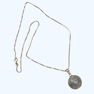 Vintage Sterling Silver Double Sided Reversible Pendant Necklace